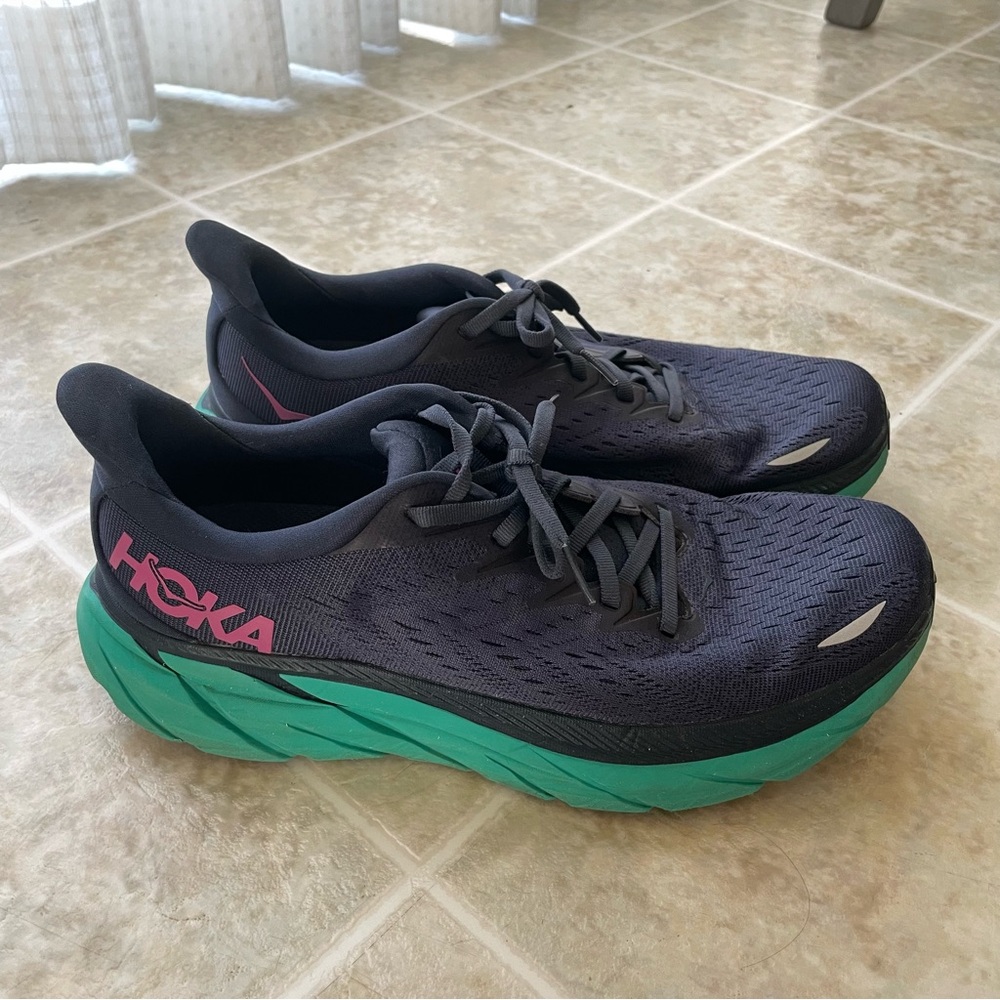 Hoka Women's Black and Green Running Shoes